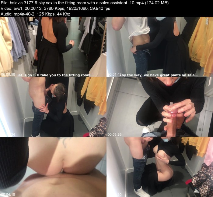 The girl cums in the fitting room