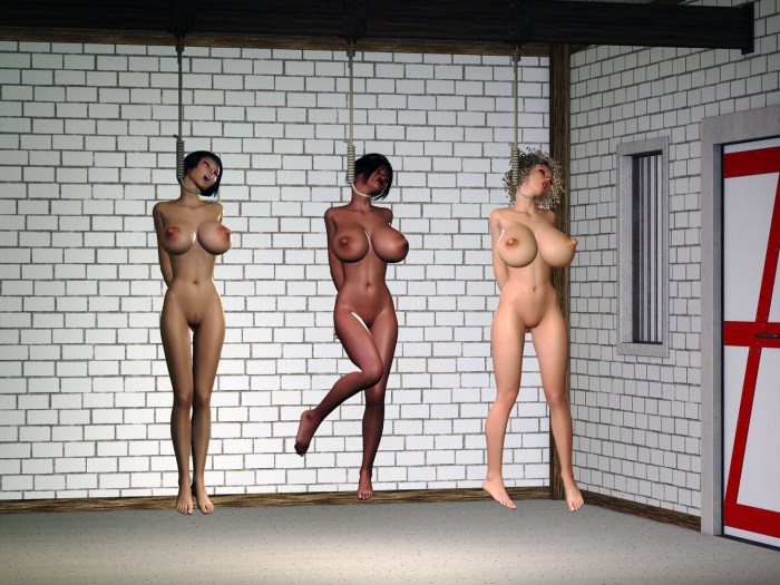 Hanged naked women