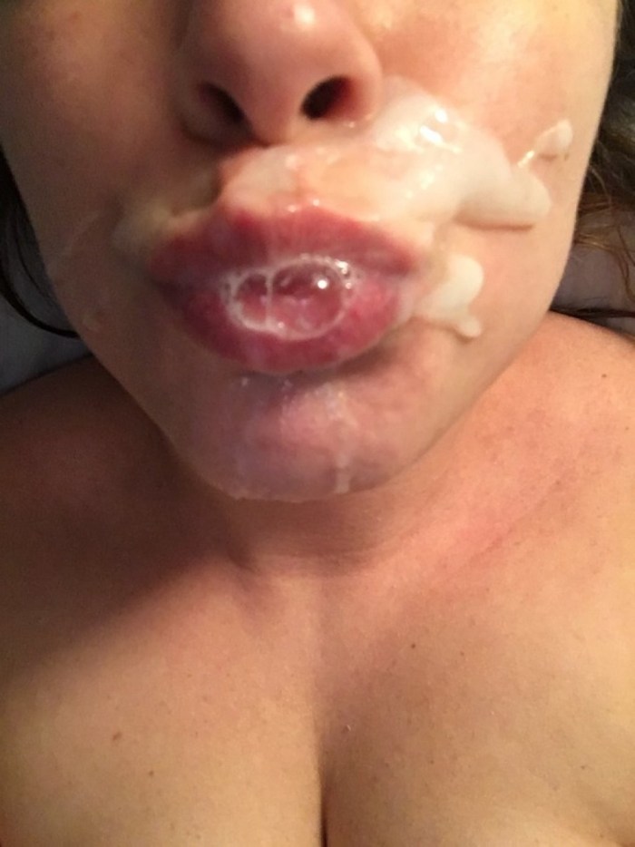 Cum on large lips