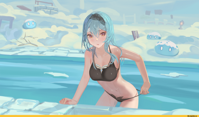 Hu Tao in the swimsuit of Genshin Impact