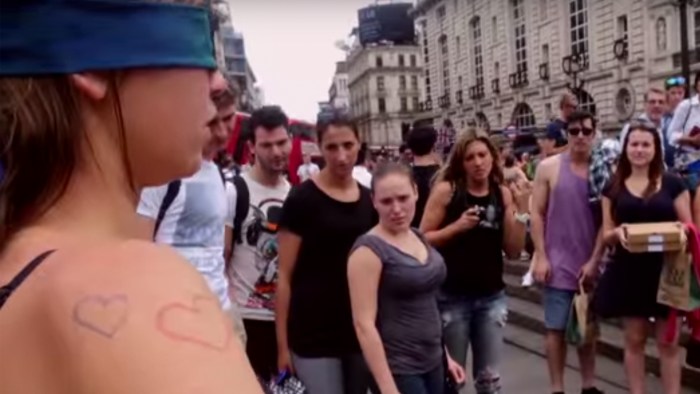 Naked girls walk around the city