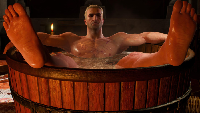 Geralt Henry Cavill in the bathroom