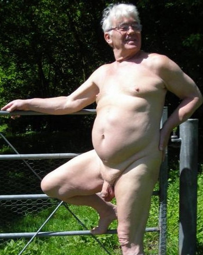 Naked old women in nature