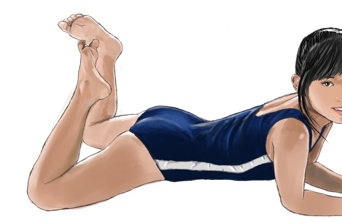 Naked mature lies on the stomach