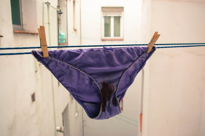 Thong on the bathroom floor