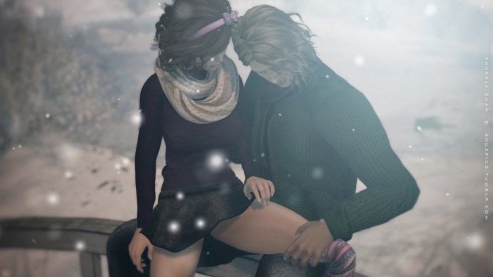 A drunk girl is poking