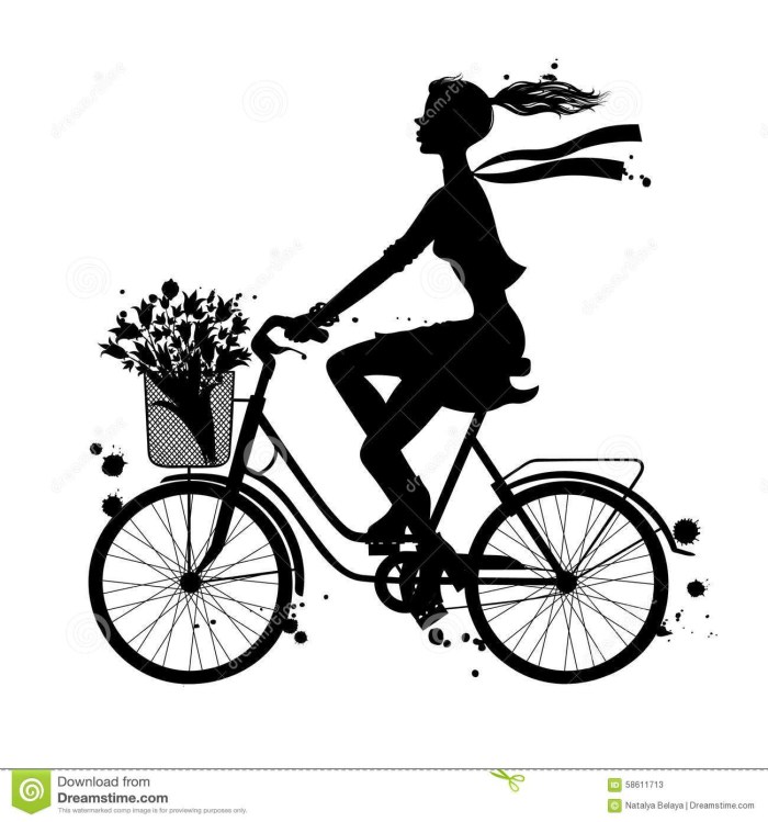 Girl's silhouette on a bicycle