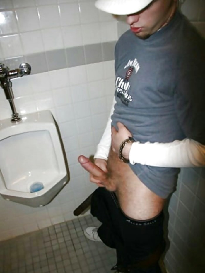Toilet pissing gay naked Caucasian