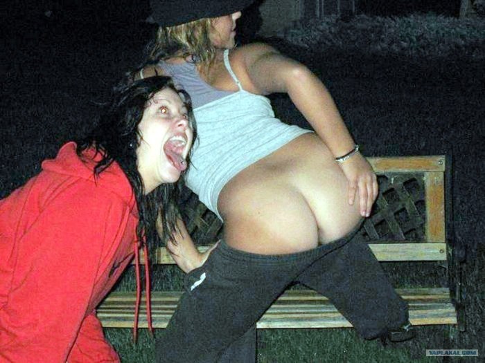 Naked women drunk in stockings