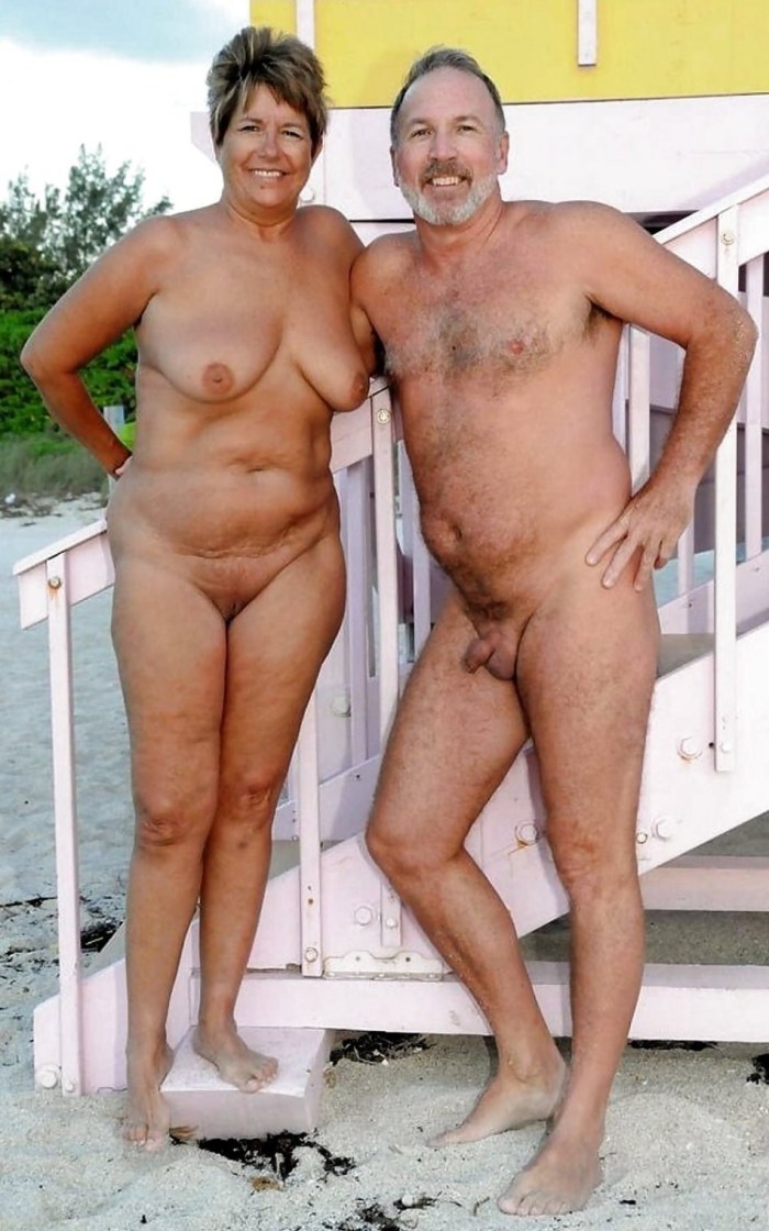 Naked elderly couples on the beach