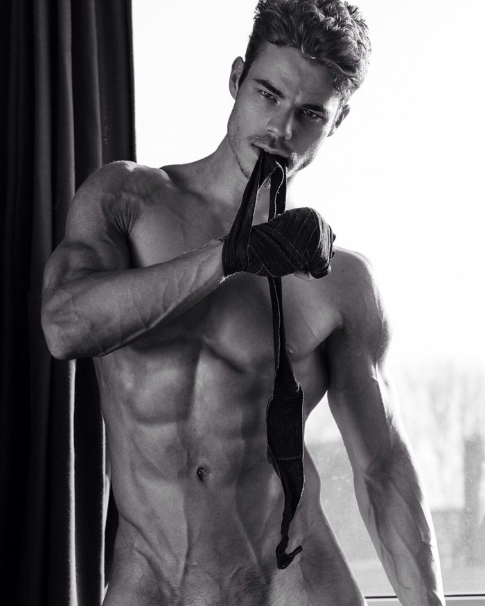 Man with a naked torso