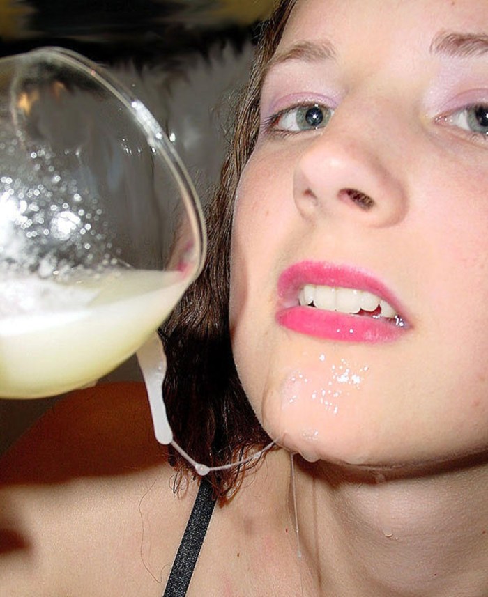Girl cums in a glass