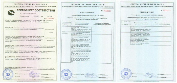DCN WL8200-TL3-S Certificate