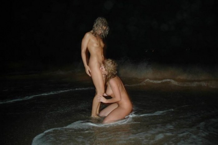 Night bathing naked