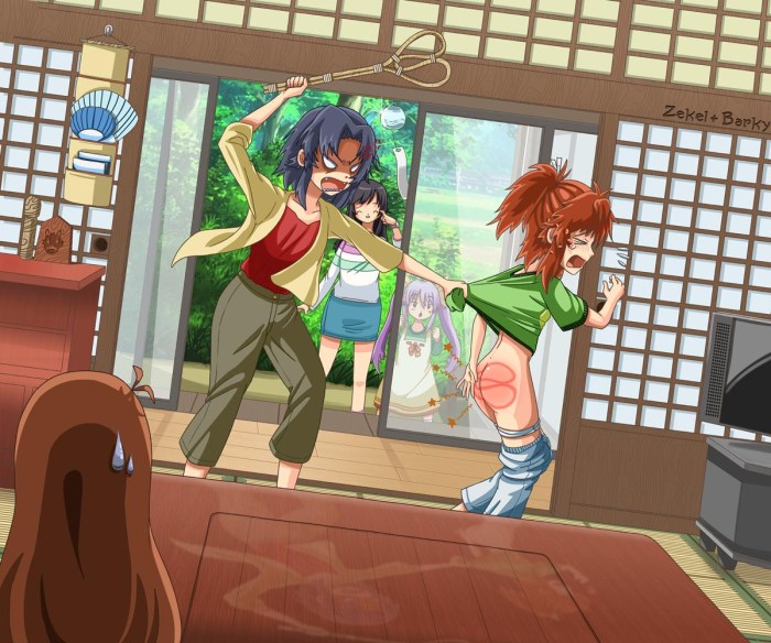 Lucy Wilde in a sauna with two men