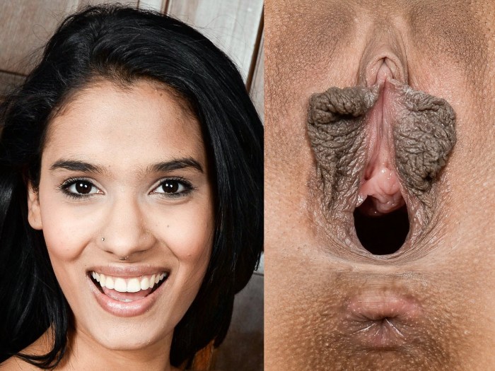 Face and hairy vagina