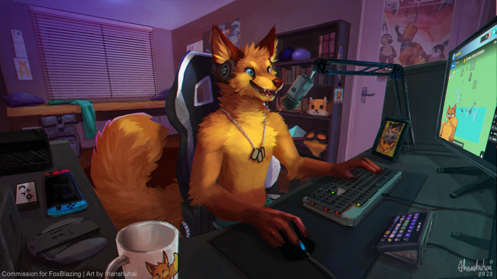 Fox at the computer
