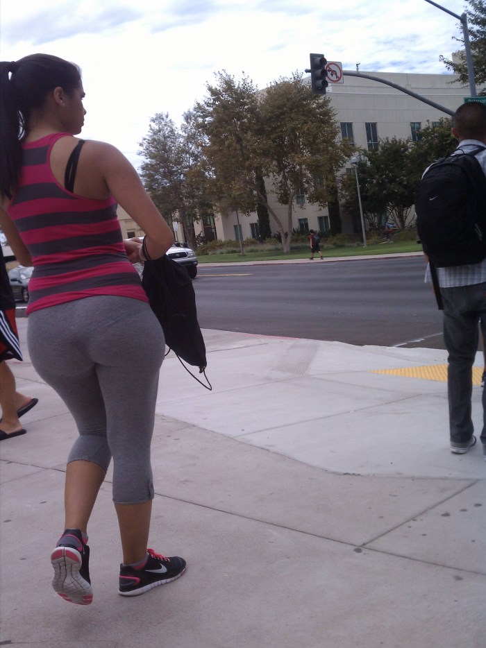 Girls in transparent leggings