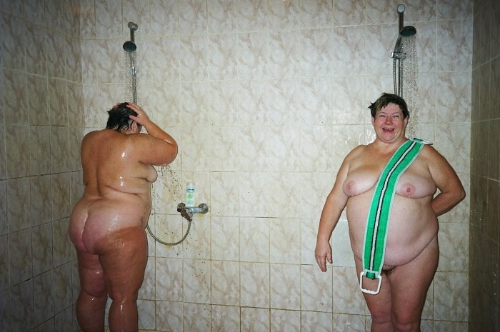 Naked fat women in the bathhouse