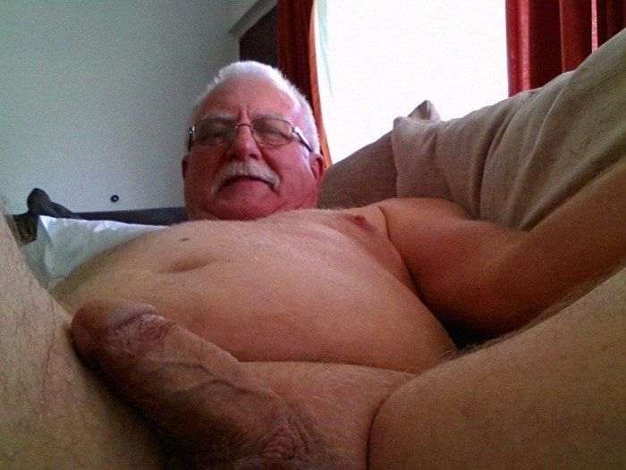 Old grandfather with a huge member