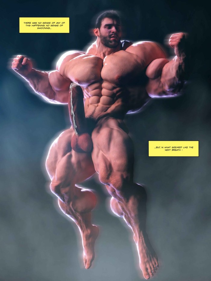 Naked bodybuilder with a huge member