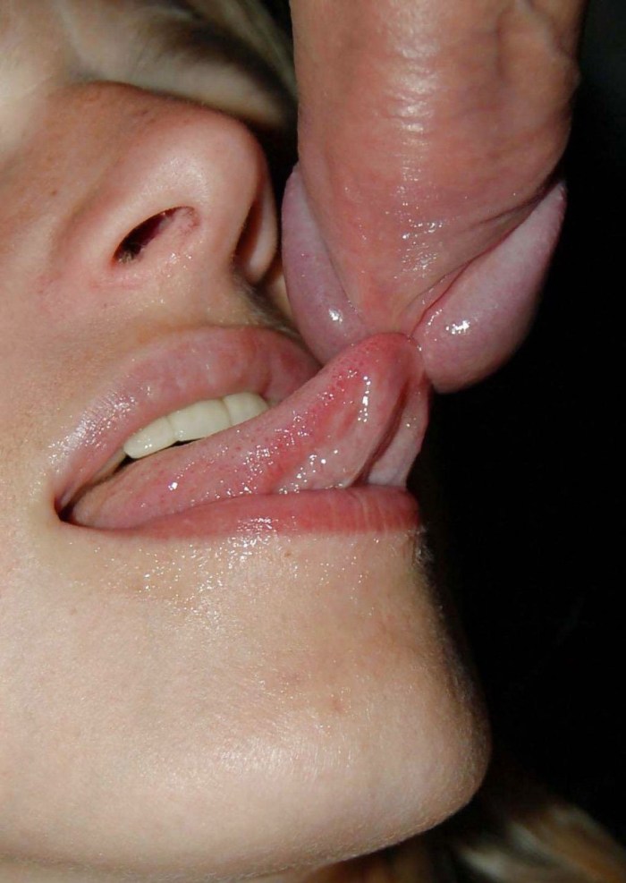 Licking a close -up clitoris