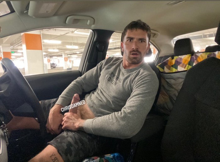 Hand on the knee in the car