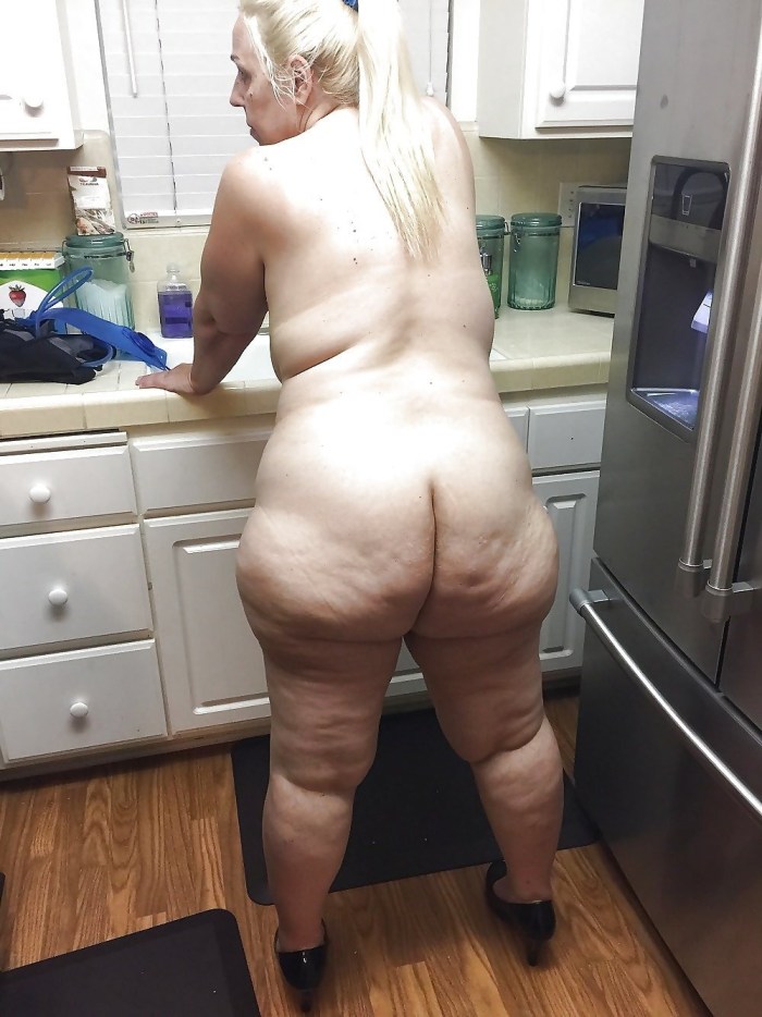 Naked elderly women with cellulite
