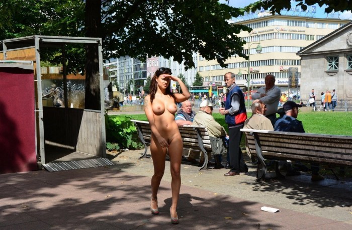 Naked women on the streets of the city
