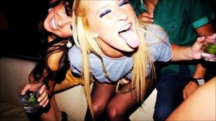 Drunk beautiful friends