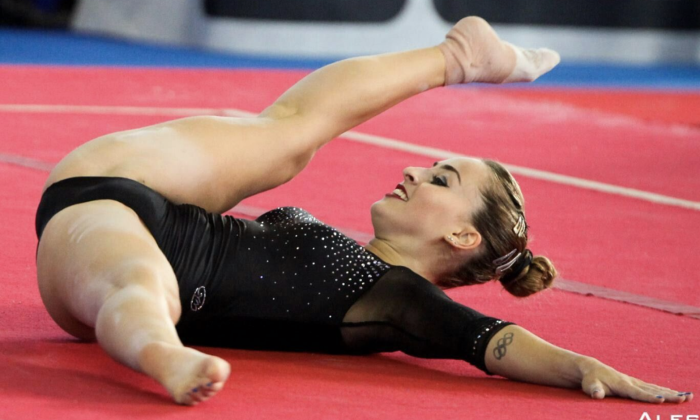Rhythmic gymnastics of a woman