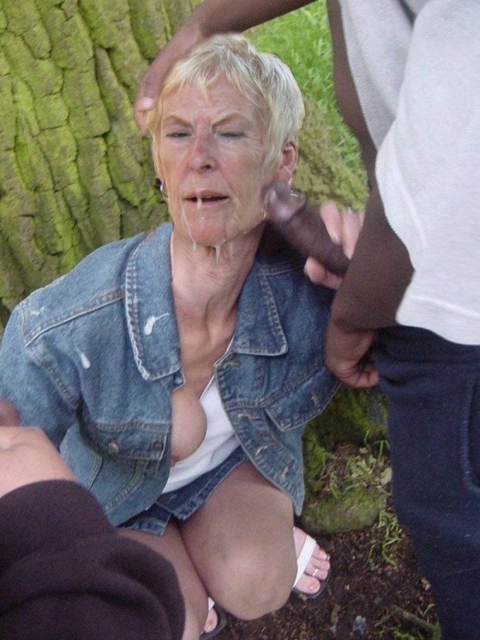 The old grandmother sucked on the street