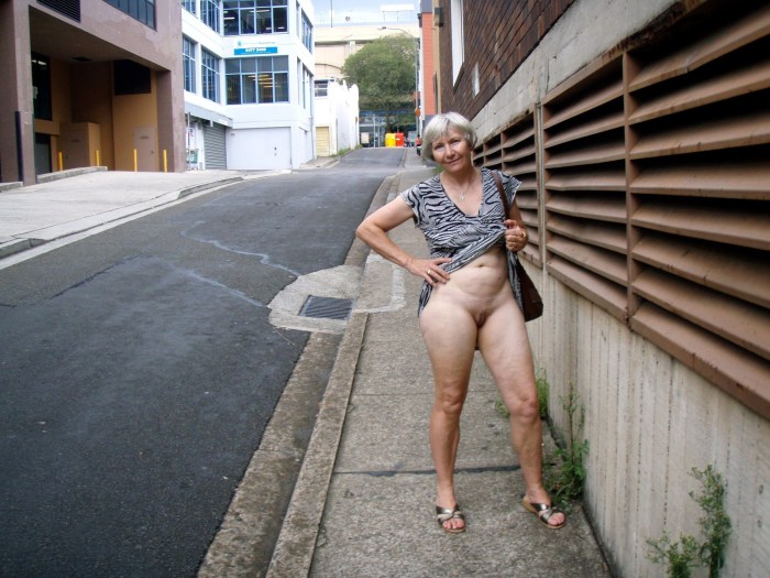 Elderly naked women on the streets