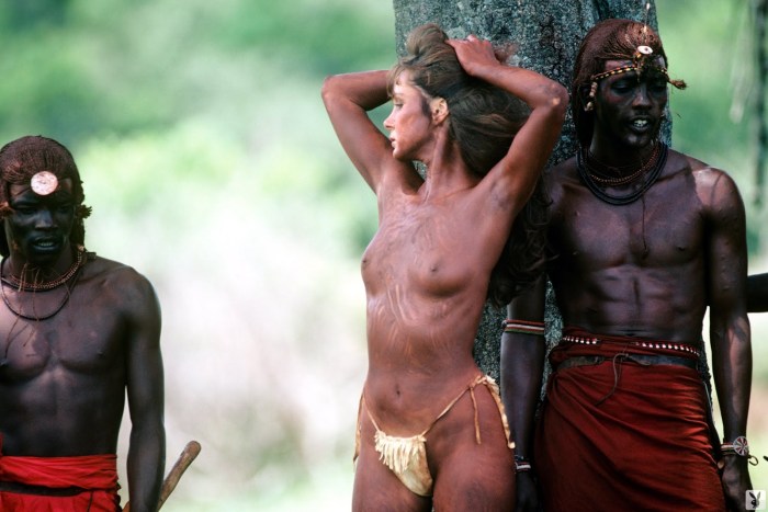 White girl in the African tribe