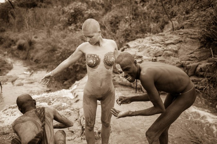 Naked white woman in Africa