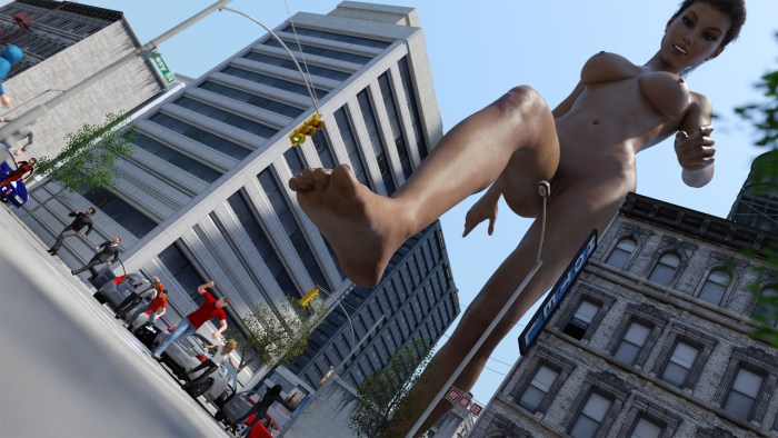 A giant naked woman