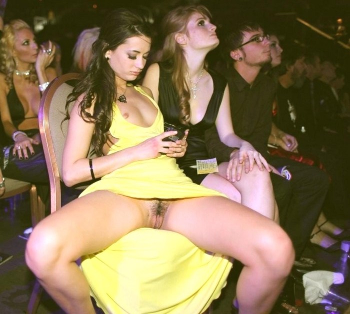 Girls without panties at a party