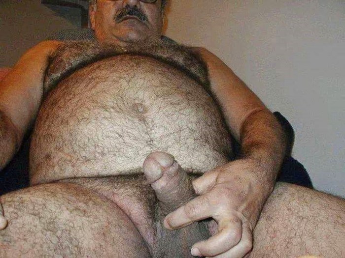 Naked fat hairy man