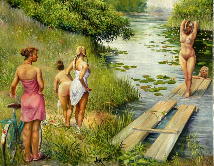 Nudity painting in the village