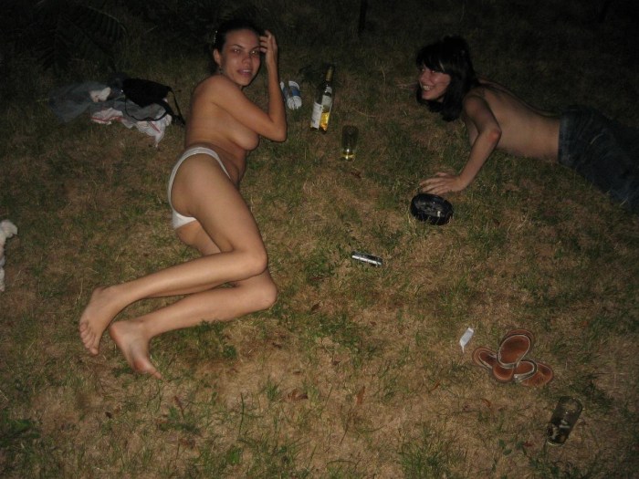 Drunk girls in nature