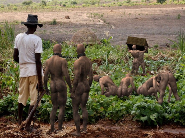 Naked African slaves