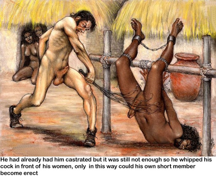 BDSM Naked slaves on plantations