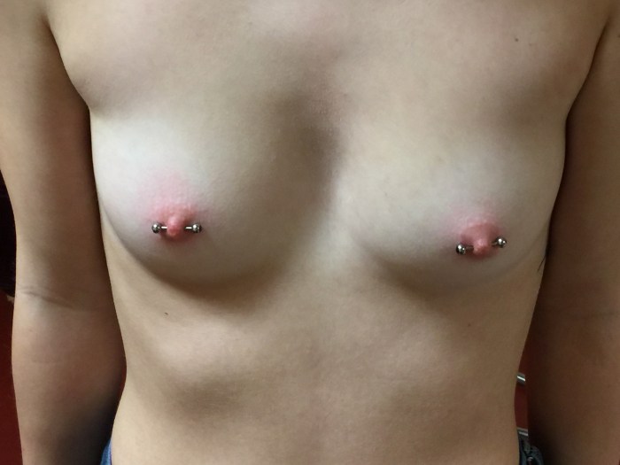 Unusual nipple piercing