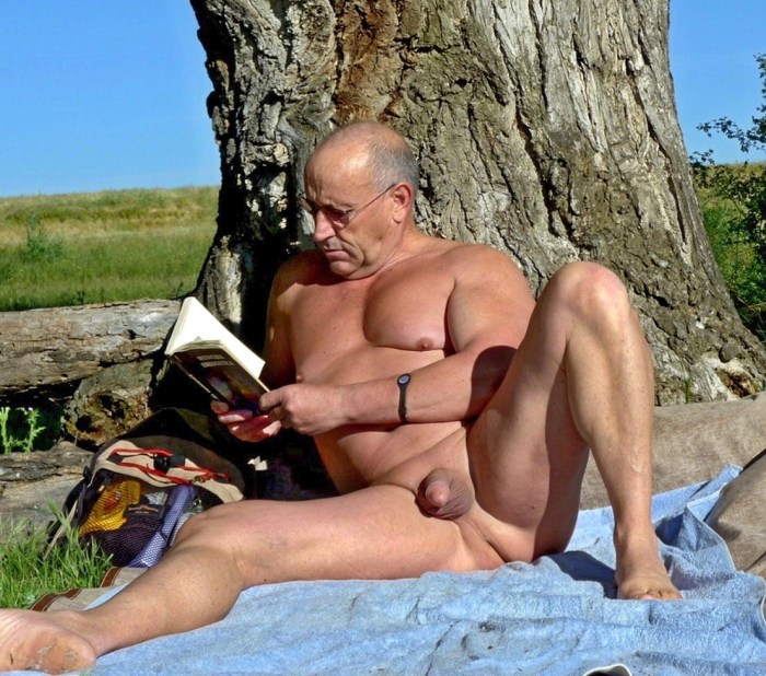 Naked old men on the beach