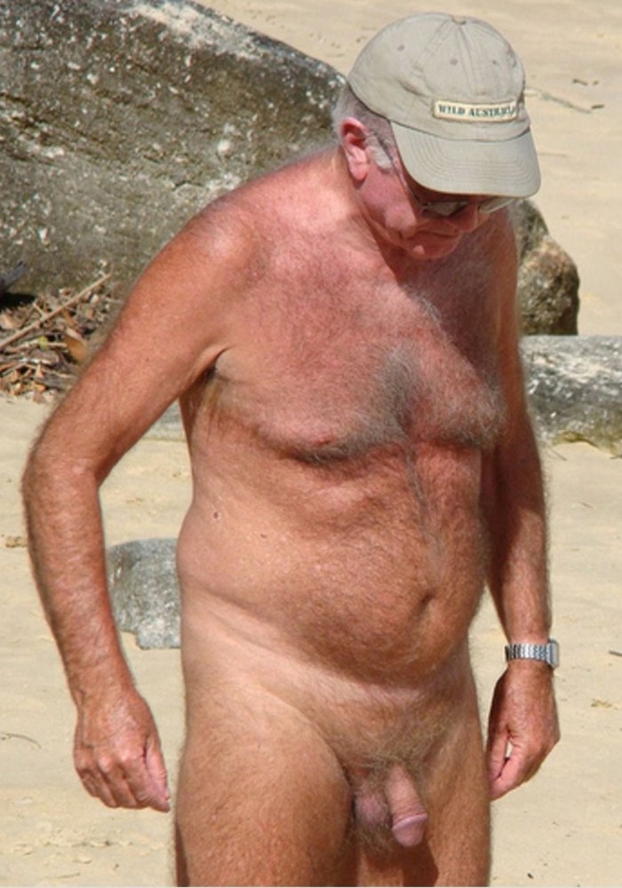 Naked elderly men on the beach