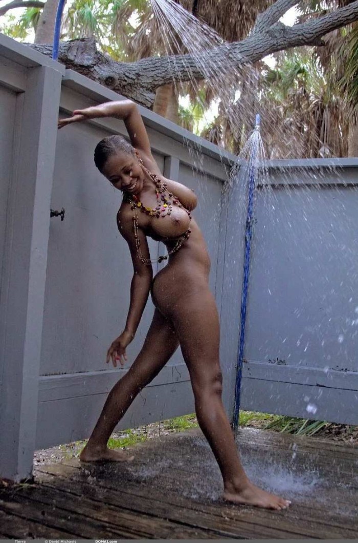 Naked blacks in the shower