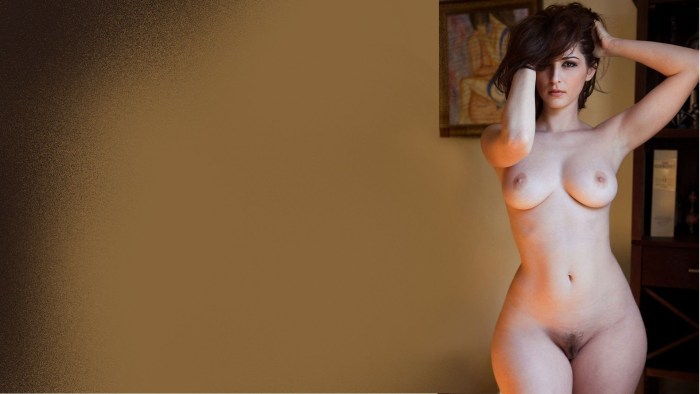 Naked, curved brunettes