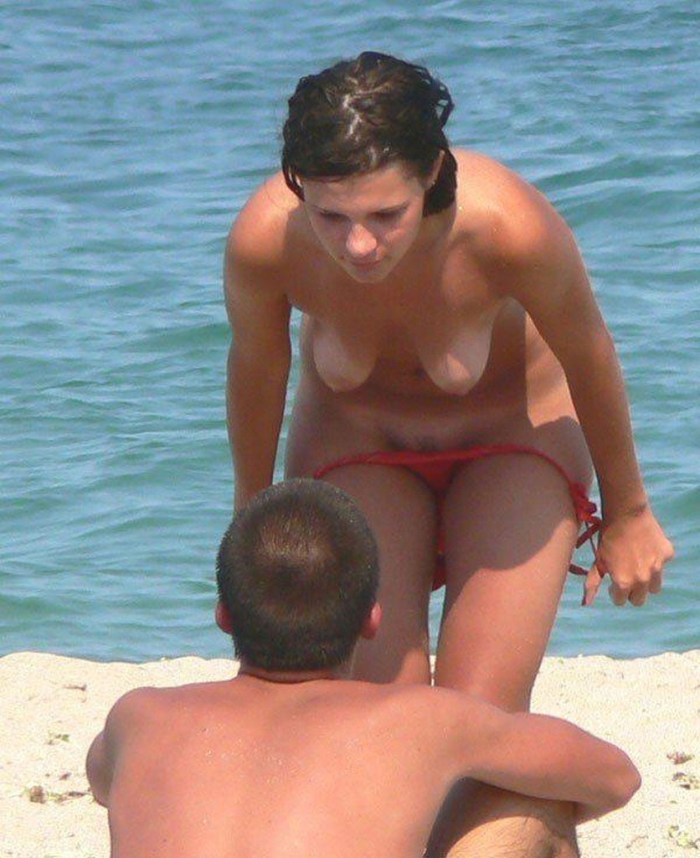 Dresses panties on the beach