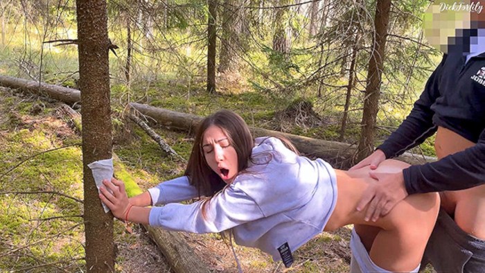 The girl was fucked in the forest