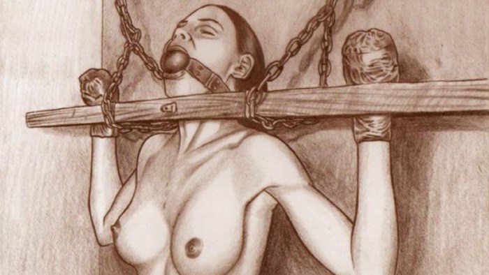 Torture of naked women in drawings